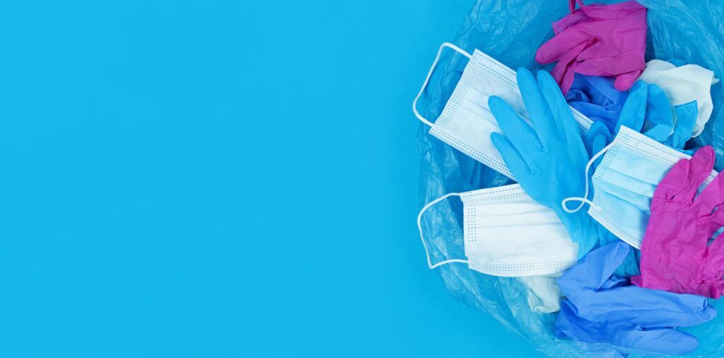 face mask and rubber gloves shredder machine
